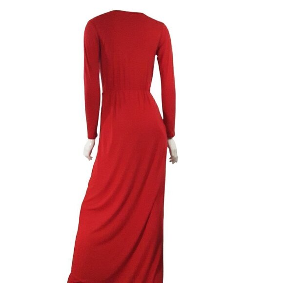 MICHAEL STARS  LONG-SLEEVED RED WRAP DRESS SZ SMALL - Picture 4 of 7